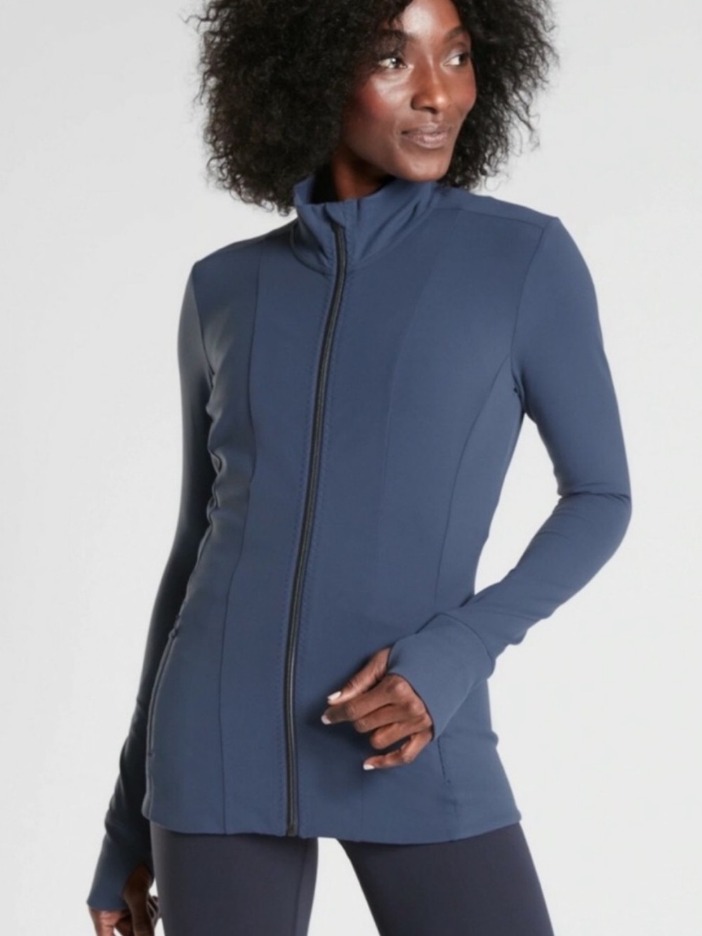 ATHLETA Shanti Salutation Jacket in Powervita Fabric Iron Blue